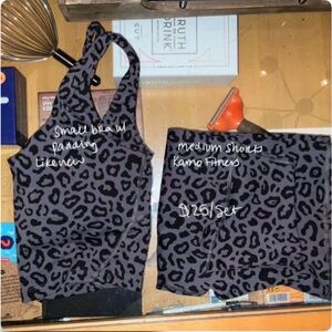 Kamo Fitness Leopard Print Women's Shorts and Bra Set